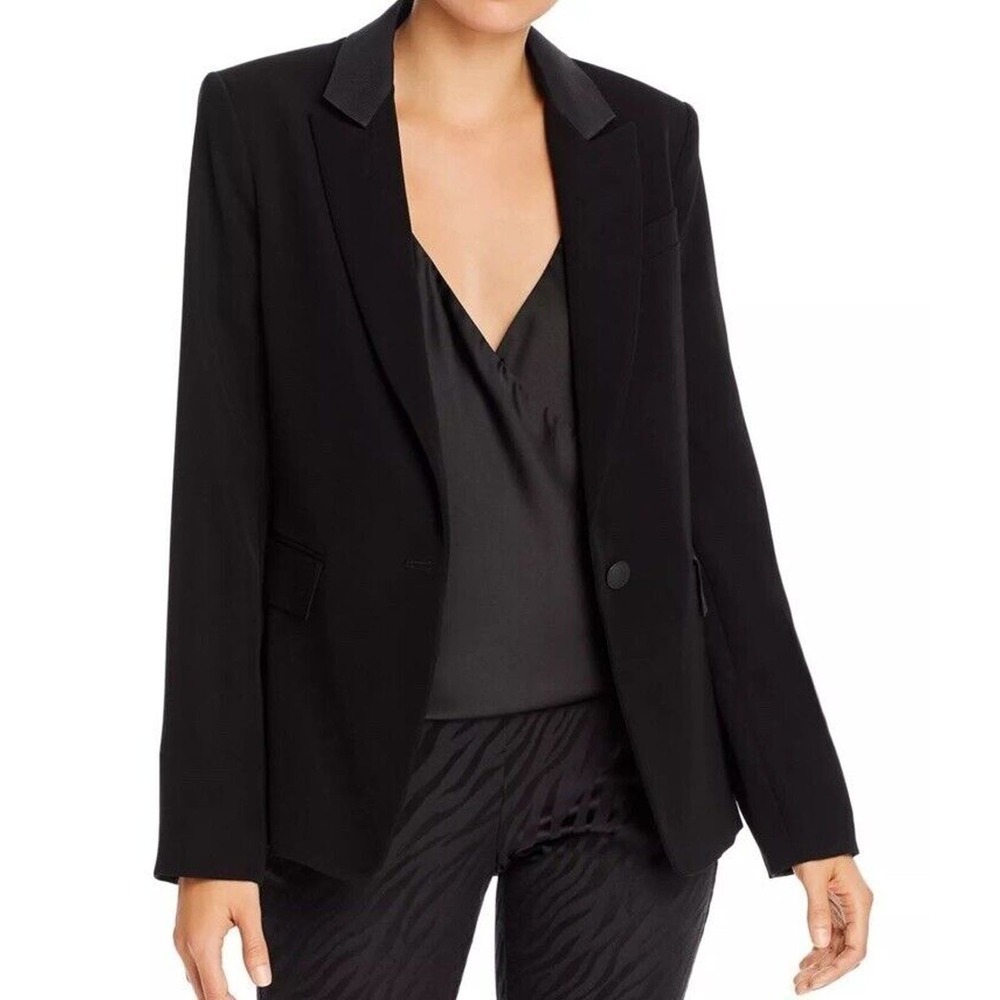 Rag & Bone Margot Velvet Blazer Size 4 Black Velvet Single Button Jacket!‎